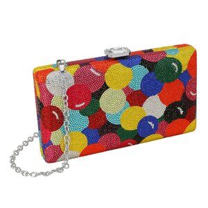 Multicolor Crystal Rhinestone Studded Crossbody Evening Clutch Bag